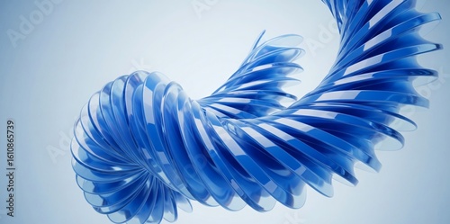 Minimal geometric background with blue glass shapes. 3d rendering illustration. 