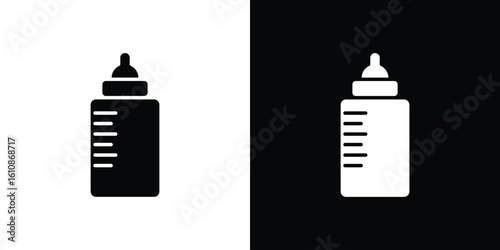 Baby milk bottle icon vector illustration glyph style designs for web.