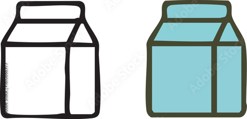 Handdrawn milk or juice carton icon set.