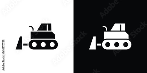 Bulldozer icon vector illustration glyph style designs for web.