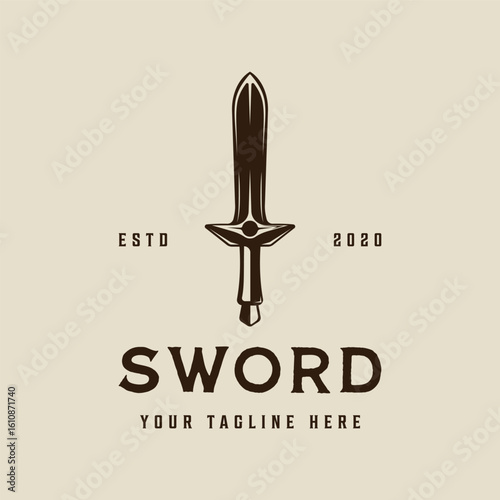 sword logo vintage vector illustration template icon graphic design. swords or blade or saber sign and symbol for company with backgrounds