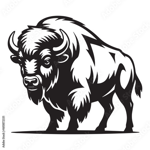 Wallpaper Mural Majestic Bison Silhouette Illustration Buffalo Wild Animal Vector Graphic for Designs and Prints Wilderness Icon Symbol Black and White Art.Resizeable And Editable Torontodigital.ca