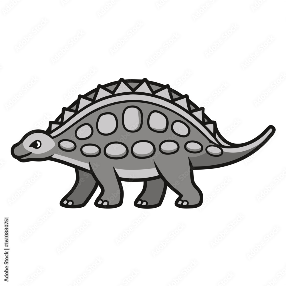 Fototapeta premium Flat ankylosaurus walking with plated Armor.