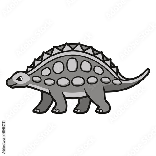 Flat ankylosaurus walking with plated Armor.