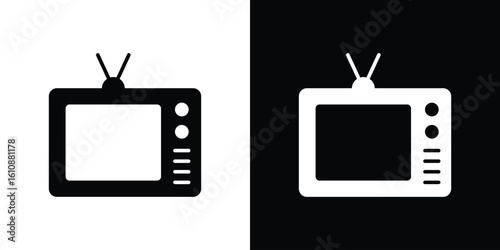 Old television icon vector illustration glyph style designs for web.