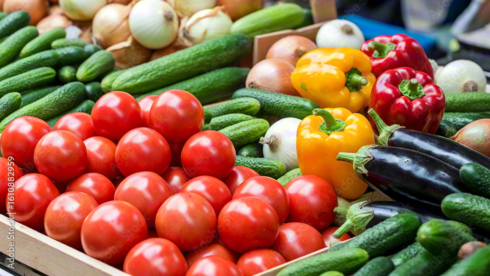 fresh vegetables on market stall fresh vegetables on market stall