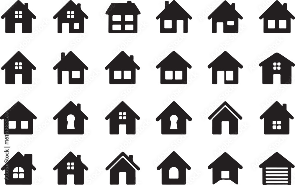 Fototapeta premium House icons various styles home building
