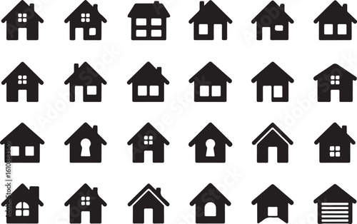 House icons various styles home building