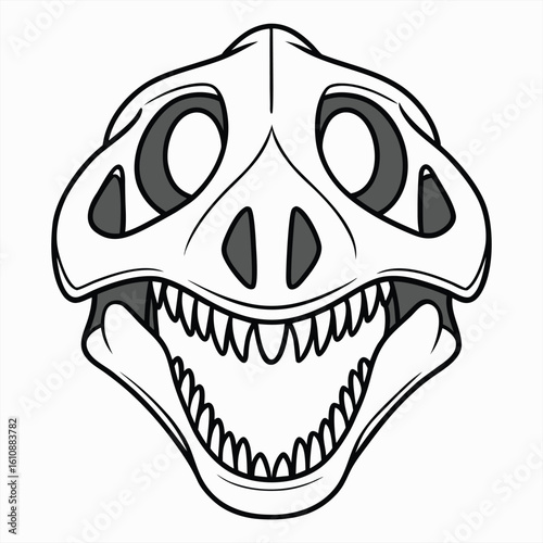 Simple velociraptor skull with teeth highlights.