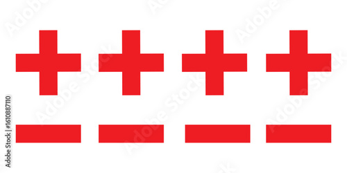 plus, minus icon line red, green vector design