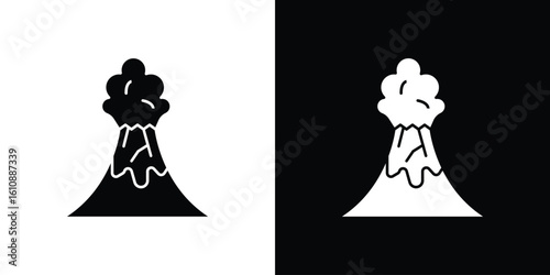Volcano eruption icon vector illustration glyph style designs for web.