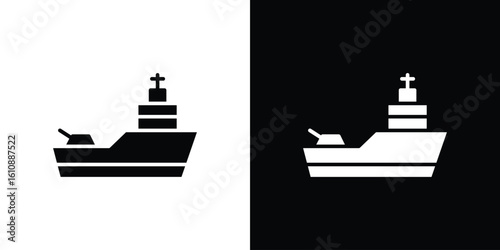 Warship icon vector illustration glyph style designs for web.