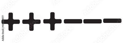 Plus and minus icon on black circle. Positive and negative sign symbol