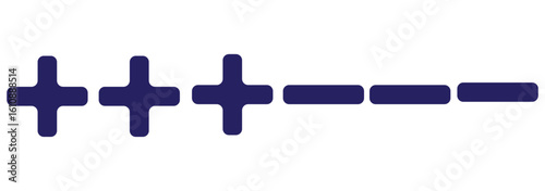 Plus and minus icon on black circle. Positive and negative sign symbol