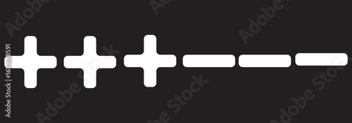 Plus and minus icon on black circle. Positive and negative sign symbol