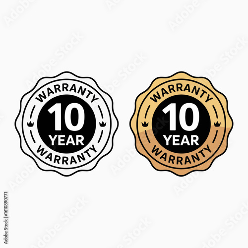 warranty, icon, vector, badge, 10year, guarantee, seal, label, certification, emblem, assurance, approval, quality, trust, product, verified, authentic, official, approved, security, protection, insur