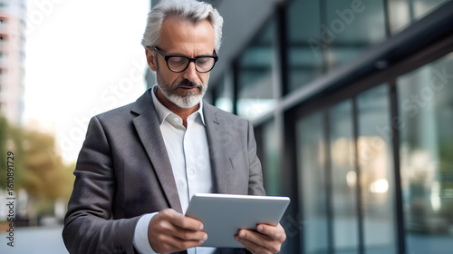 businessman using digital tablet