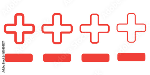 Plus and minus sign set. Vector illustration
