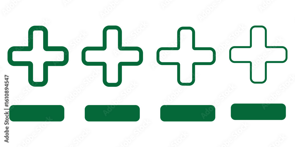 Obraz premium Plus and minus sign set. Vector illustration