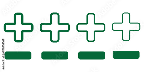 Plus and minus sign set. Vector illustration