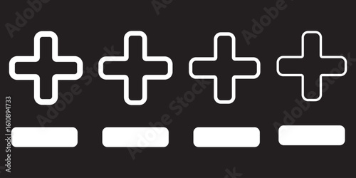 Plus and minus sign set. Vector illustration