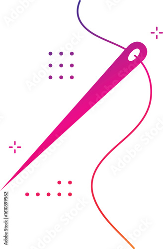 Sewing Needle With A Piece Of Thread Design