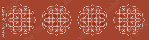 Set of Indian folk art pulli kolam. editable home decor patterns