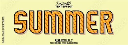 Editable text style effect - Summer text retro style theme
