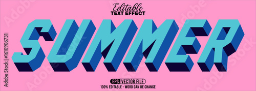 Editable text style effect - Summer text retro style theme