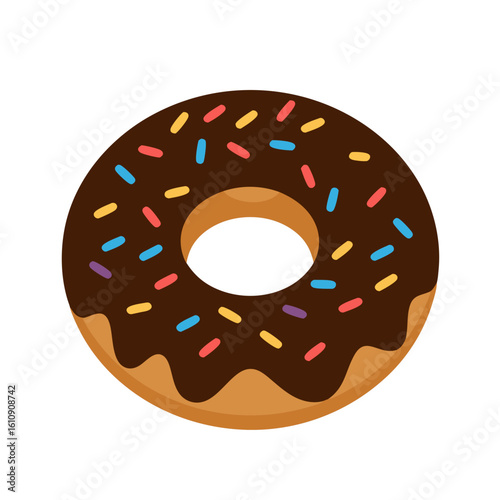 Chocolate donut with colorful sprinkles   