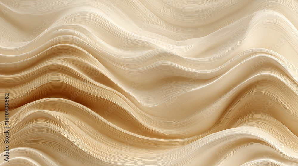 Abstract Beige Waves with Smooth Flowing Texture