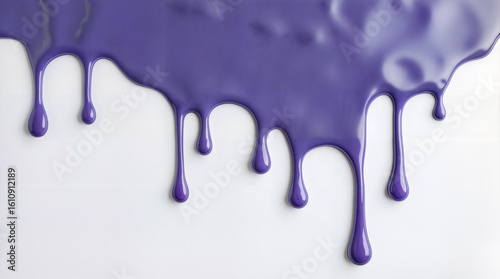 Purple paint dripping down white background