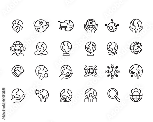 Set of line icons related to governance, management, gov. Outline icon collection