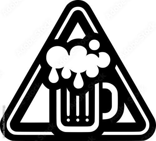 Minimalist black and white icon of a beer mug with foam, clean lines and modern style, ideal for drink logos, stickers, or digital use.