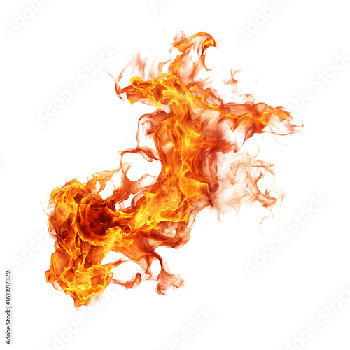 Abstract Fire Flames Isolated on Black Background Creating a Fiery Explosion
