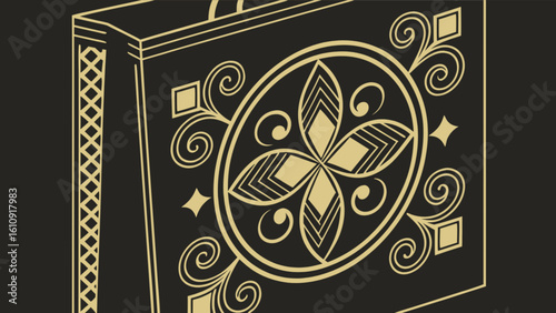 Elegant gift bag design with gold floral pattern for luxury brand promotion and special occasion packaging needs