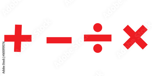 Four basic mathematical operation symbols plus minus multiply and divide