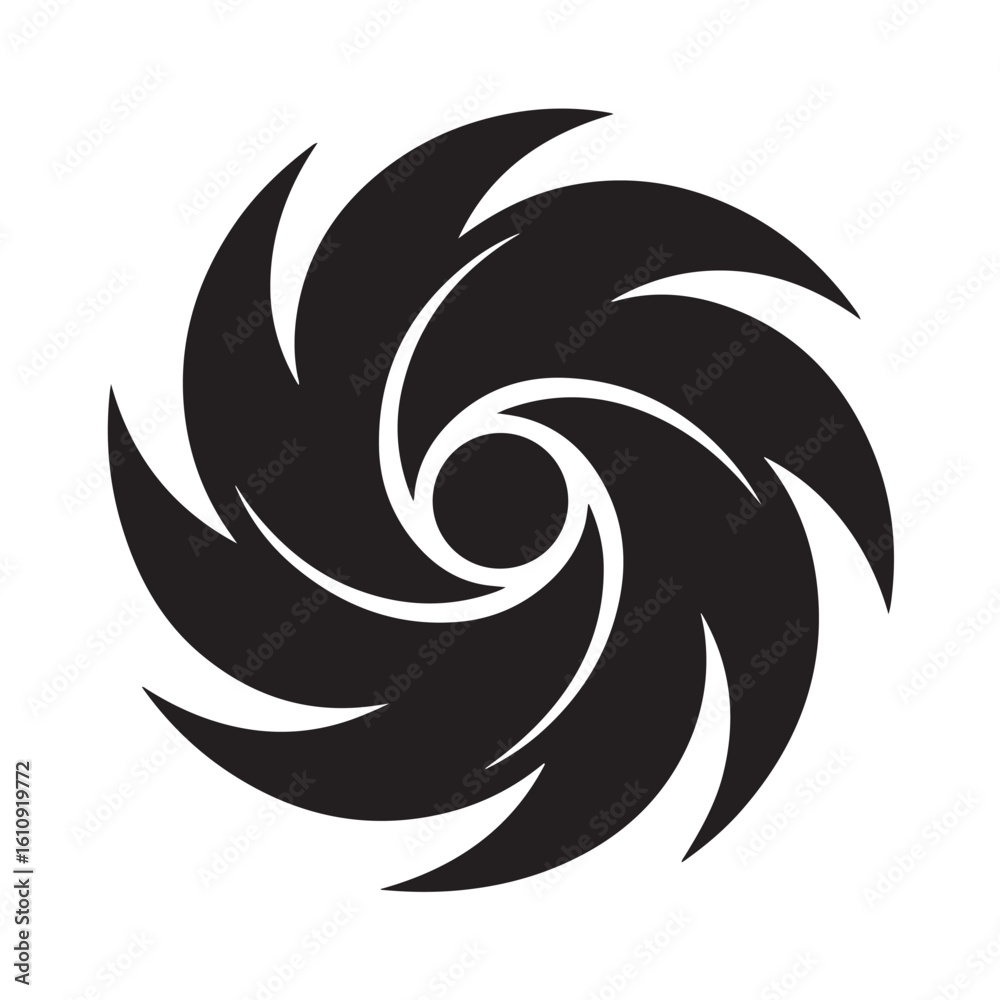 Fototapeta premium Cyclone Weather Icon – Flat Black Silhouette