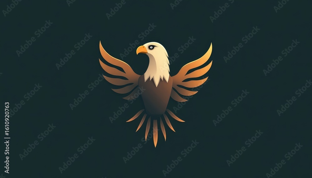 Fototapeta premium Sleek Golden Eagle Graphic: A Modern Symbol of Strength on a Dark Canvas.