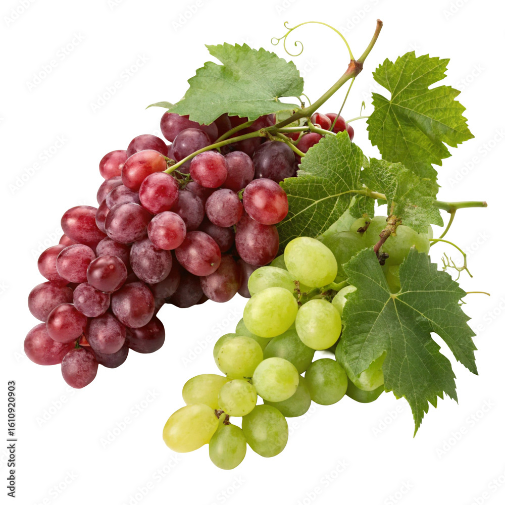 Fototapeta premium Close-up of ripe red grapes on the vine, perfect for harvest and wine