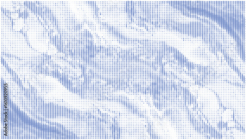 Blue and white distressed vector background with dynamic wave texture, Abstract grunge halftone design for posters, music visuals, or creative templates