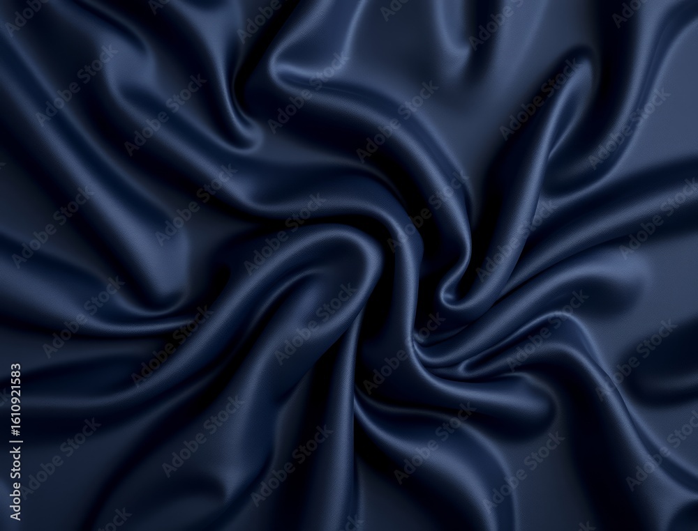 Obraz premium Luxurious dark navy blue silk fabric with elegant draping