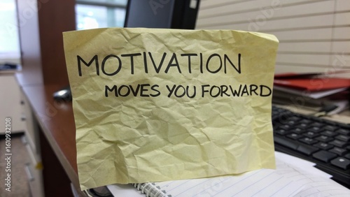 Wallpaper Mural Motivation Quote on Sticky Note, Office Desk, Inspiration, Work Environment, Close-up View, Positive Mindset Torontodigital.ca