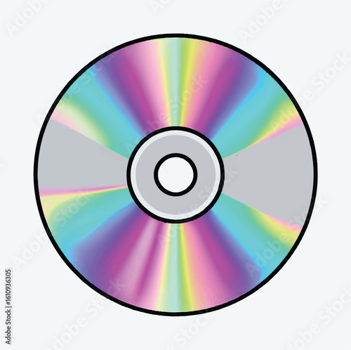 Compact Disc with Rainbow Light Reflection on Surface