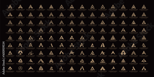 Mega logo collection, Abstract letter A logo design. icons for business of luxury, elegant, simple.