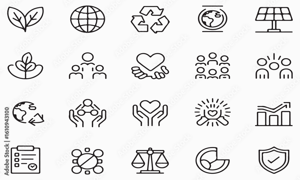 Fototapeta premium Diverse Icons Representing Sustainability And Community