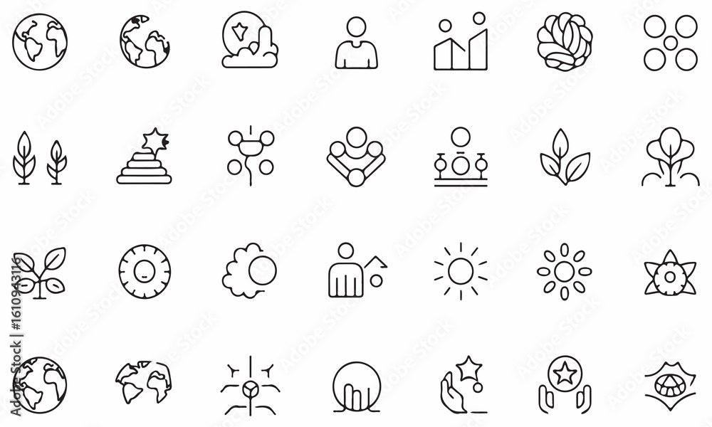 Fototapeta premium Diverse Icons Representing Growth Connection and Achievement