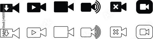 video camera vector icon set. video camera icon for streaming. video camera icon vector, movie sign, cinema.