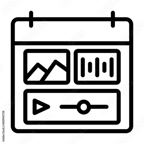 Content Calendar Vector Line Icon Design