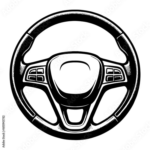 Modern Car Steering Wheel with Controls for Driving Experience